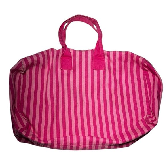Victoria's Secret | Icon Pink Stripe Weekender Large Duffle Bag RARE - Picture 2 of 9
